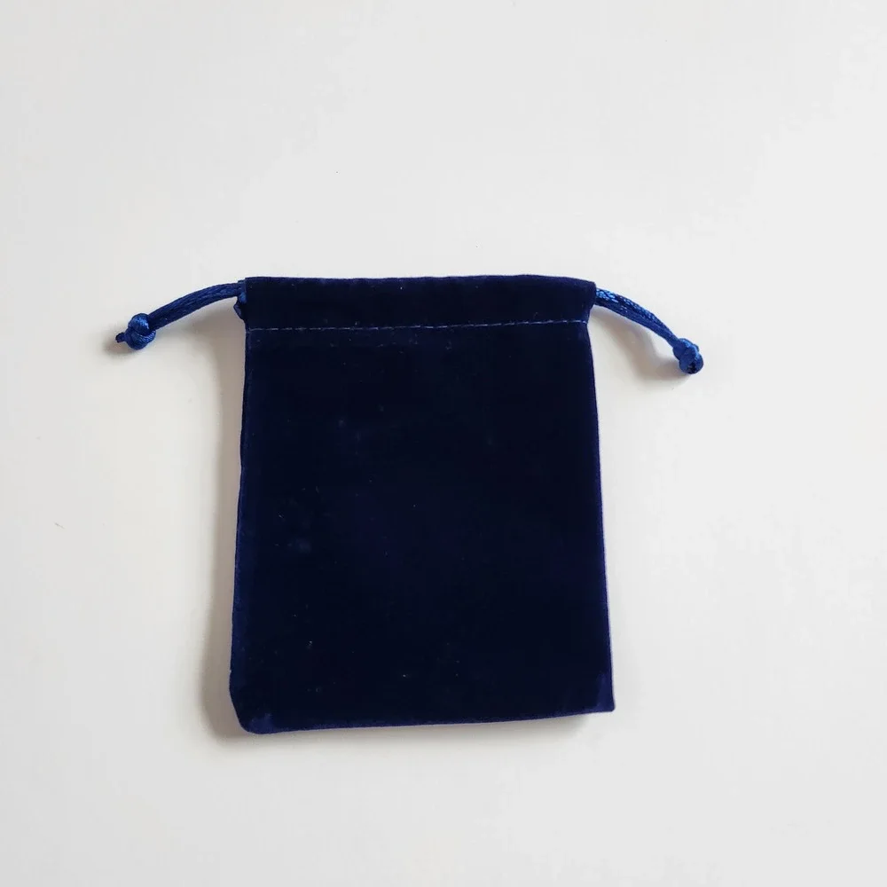 Holfeun Blue Velvet Small Jewelry Pouch Drawstring Bag